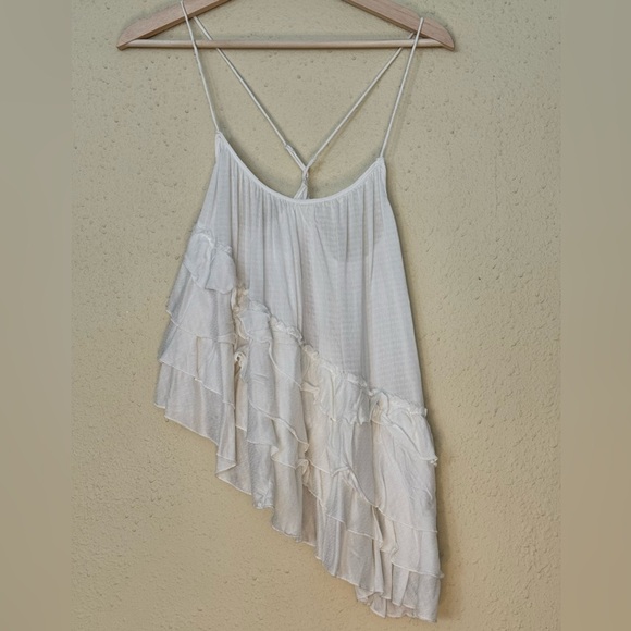 Free People Tops - NEW | Free People | White Asymmetrical Ruffle Tank Blouse - Size XS